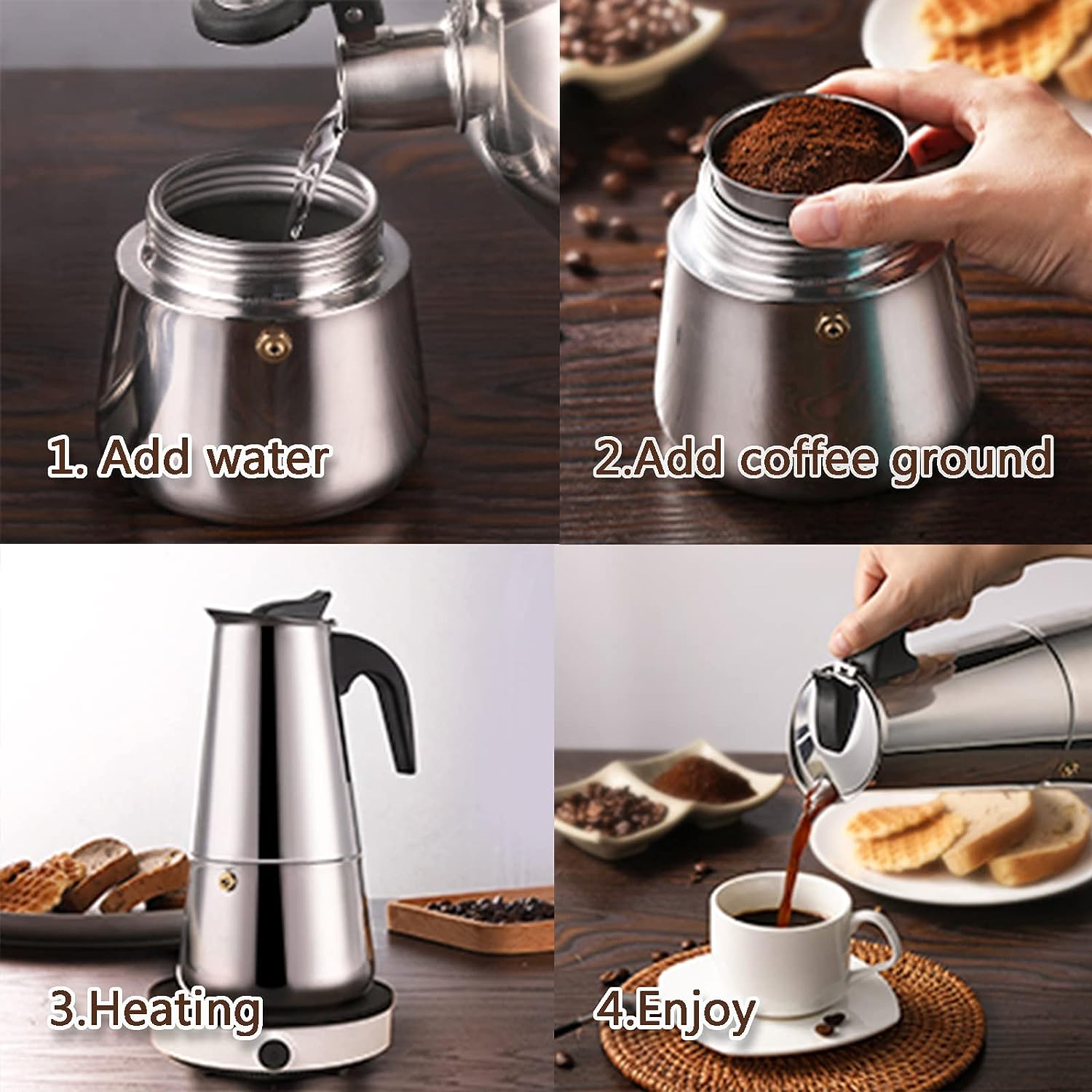 4/6/9 Xícaras Moka Pot Caffe M - Coffee Equipment For Sale avaliação e preço